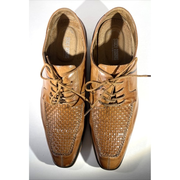 Stacy Adams Winthrop Moc-Toe Oxford Brown Leather Dress Shoes Men's 11 Lace-Up - Picture 2 of 11